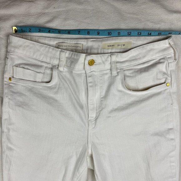 Anthropologie Pilcro Script White Jeans Size 32 Slim Straight Leg High Rise - Picture 12 of 14